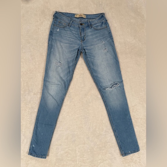 Hollister Women’s Distressed Skinny Jeans Size 5R – W27 L31 – Medium Wash - Picture 2 of 10